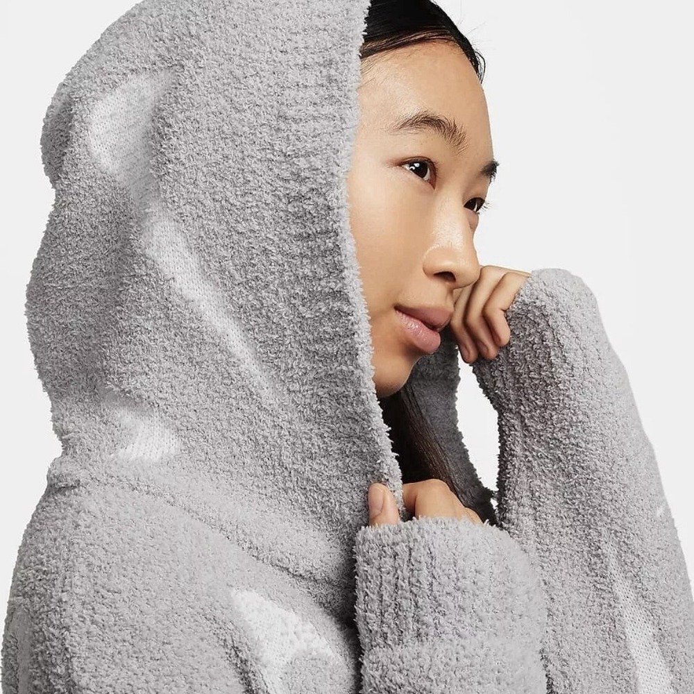 Nike Phoenix Cozy Boucle Long Knit Cardigan Women Grey FD4282-077 Women's Medium - Picture 4 of 9